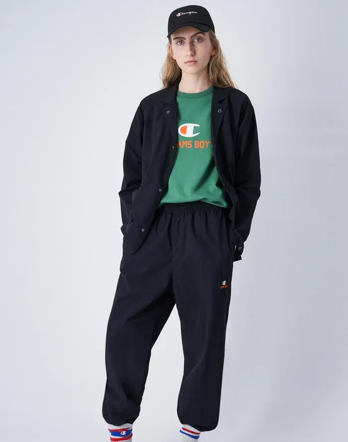 Beams Boy Nylon Blazer C Logo Black Women Champion Jackets