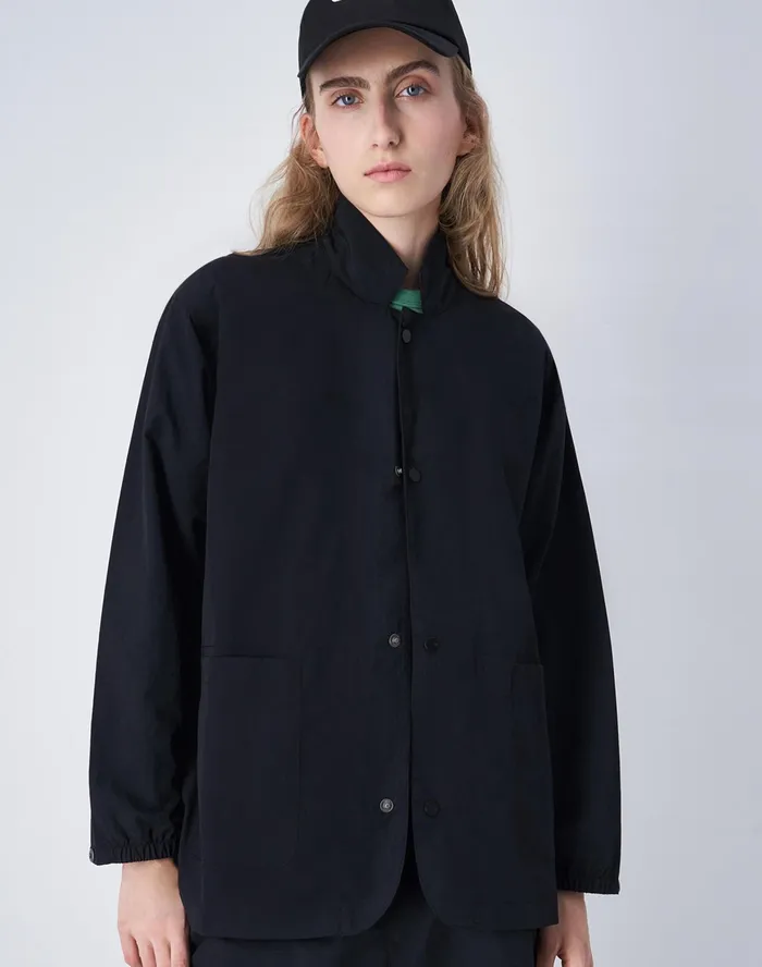 Beams Boy Nylon Blazer C Logo Black Women Champion Jackets