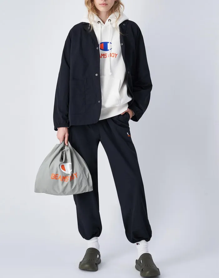 Beams Boy Nylon Pants C Logo Black Women Champion Pants