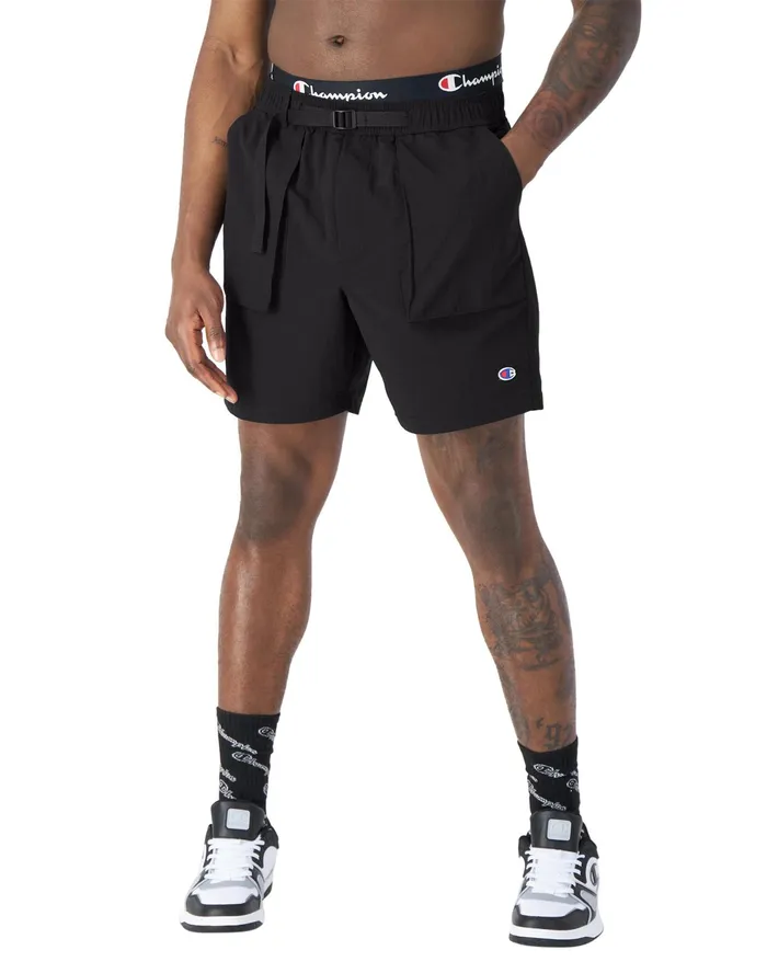 Belted Hiking Shorts C Logo 7034 Black Men Champion Shorts