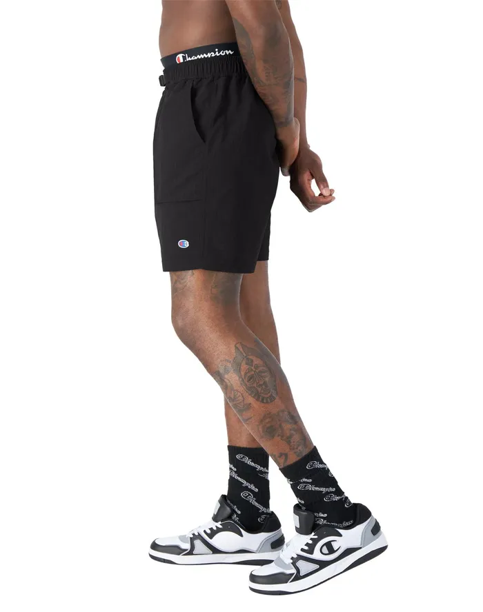 Belted Hiking Shorts C Logo 7034 Black Men Champion Shorts