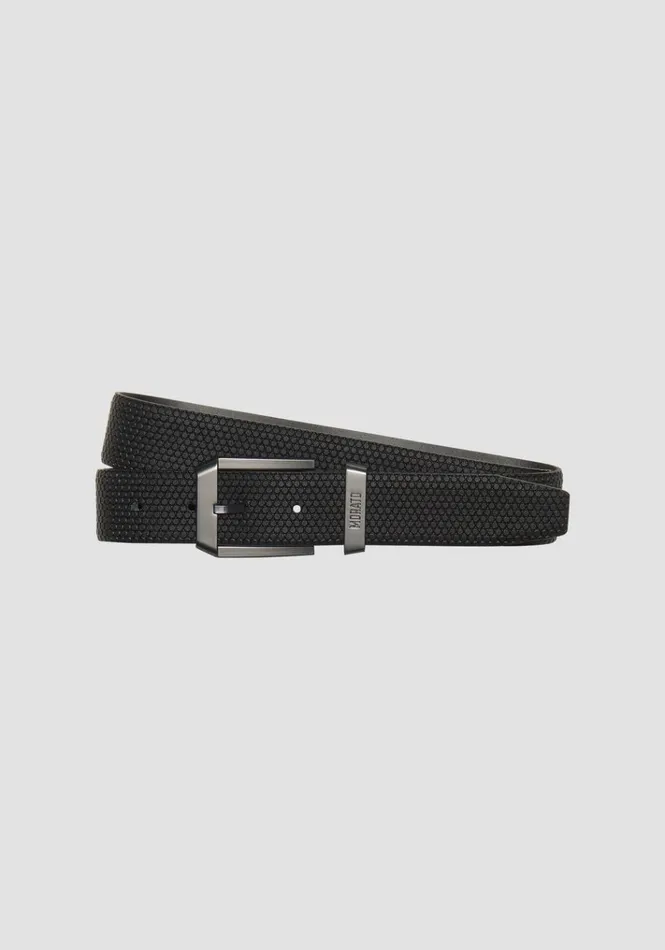 Belts Men Antony Morato Black Leather Belt With Square Buckle Black