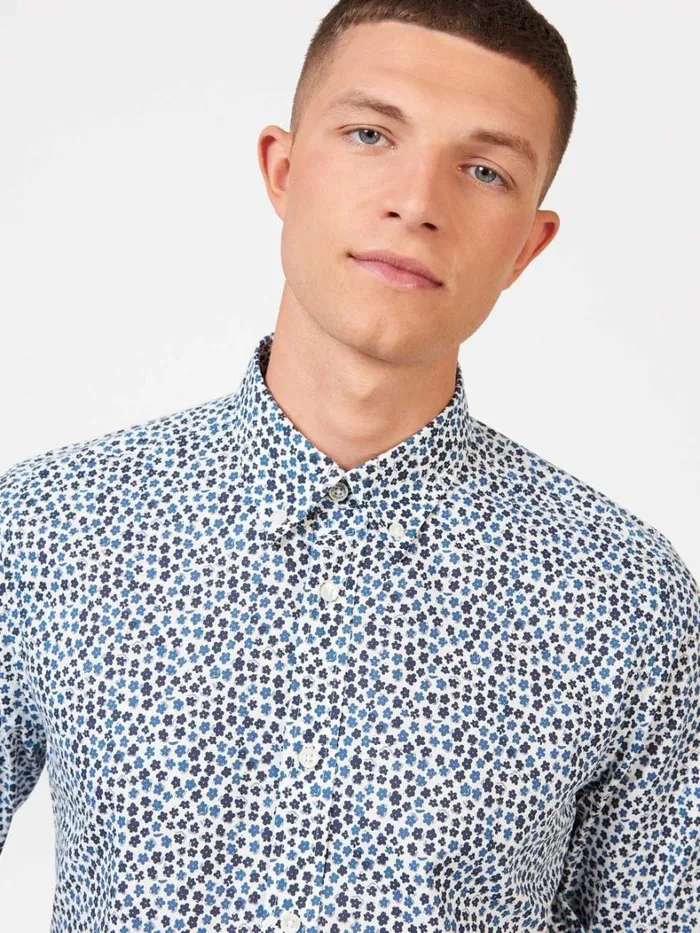 Ben Sherman Archive Print Shirts Men Ditsy Floral Print Long Sleeve Shirt