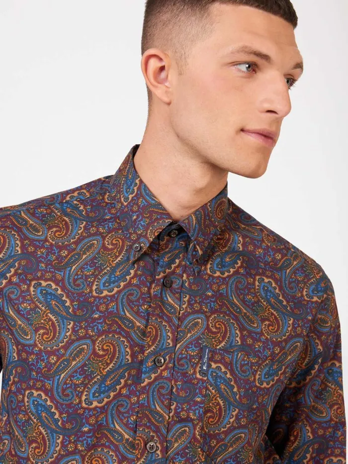 Ben Sherman Archive Print Shirts Men Signature Paisley Print Shirt 8211 Fog
