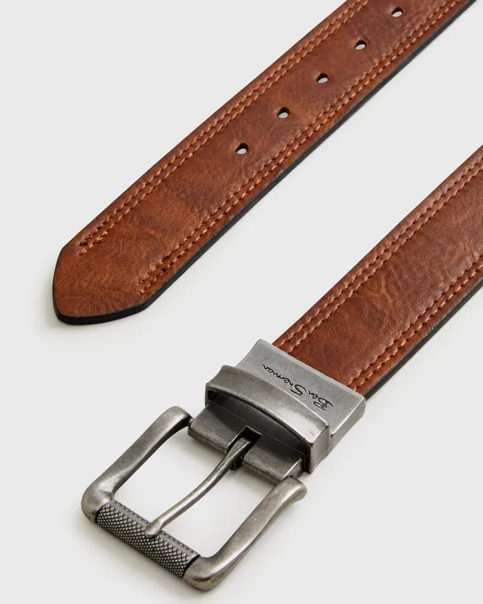 Ben Sherman Belts Men Reversible Vegan Leather Belt 8211 BrownBlack