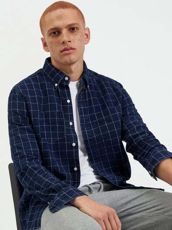Ben Sherman Heritage Check Shirts Men Dalston Blues Beatnik Overshirt 8211 Indigo