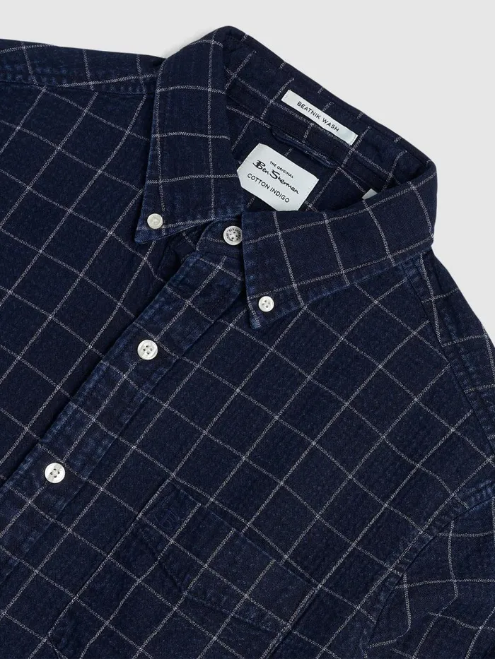 Ben Sherman Heritage Check Shirts Men Dalston Blues Beatnik Overshirt 8211 Indigo