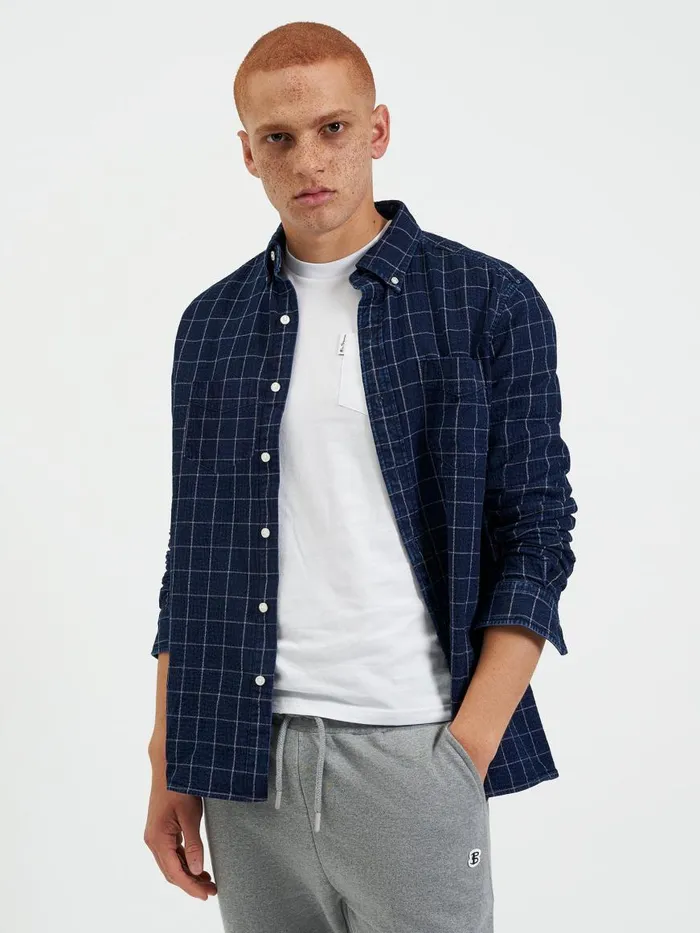 Ben Sherman Heritage Check Shirts Men Dalston Blues Beatnik Overshirt 8211 Indigo