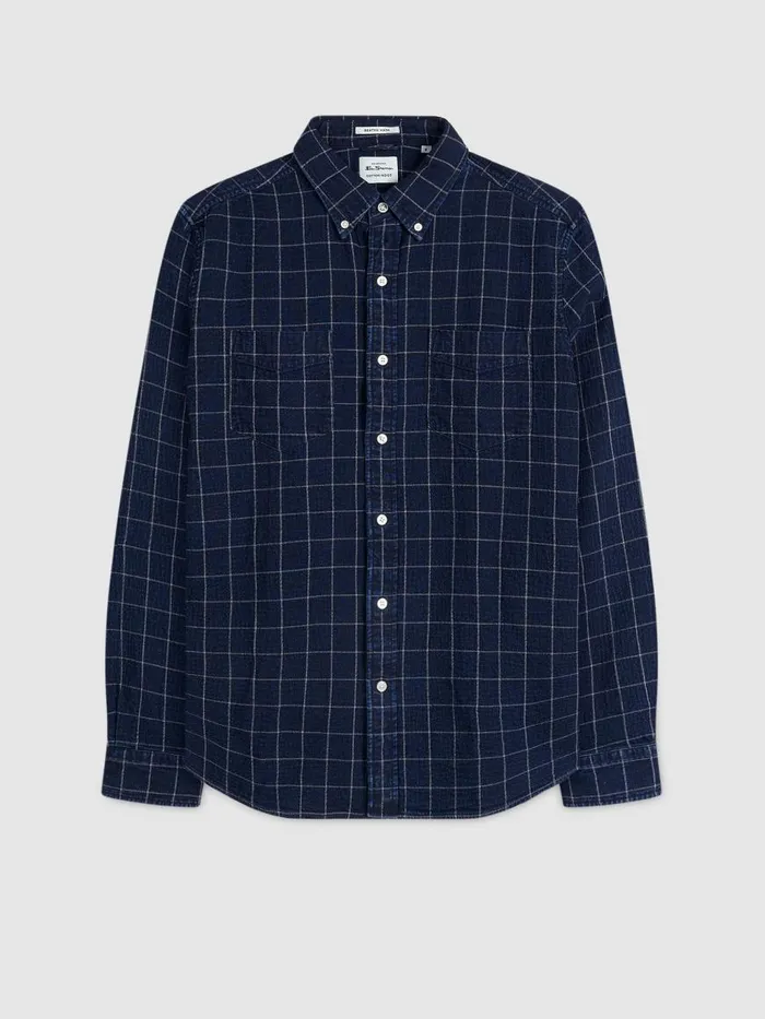 Ben Sherman Heritage Check Shirts Men Dalston Blues Beatnik Overshirt 8211 Indigo
