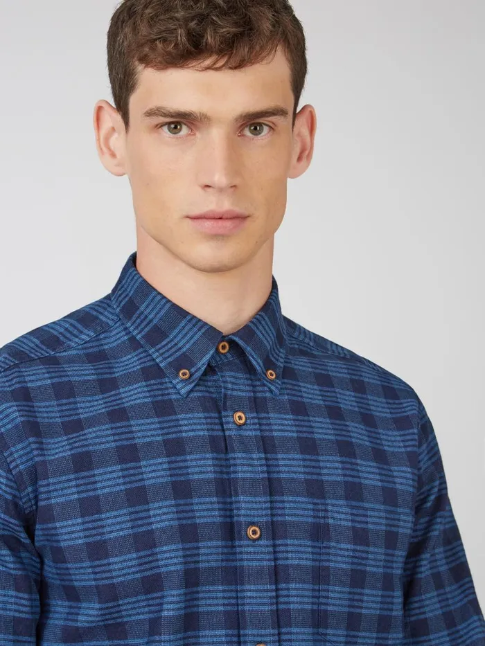 Ben Sherman Heritage Check Shirts Men Indigo Gingham Check LongSleeve Shirt Ben Sherman Heritage Check Shirts Men Indigo Gingham Check LongSleeve Shirt