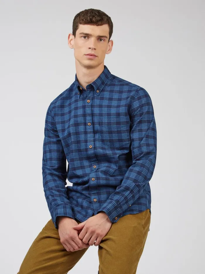Ben Sherman Heritage Check Shirts Men Indigo Gingham Check LongSleeve Shirt Ben Sherman Heritage Check Shirts Men Indigo Gingham Check LongSleeve Shirt