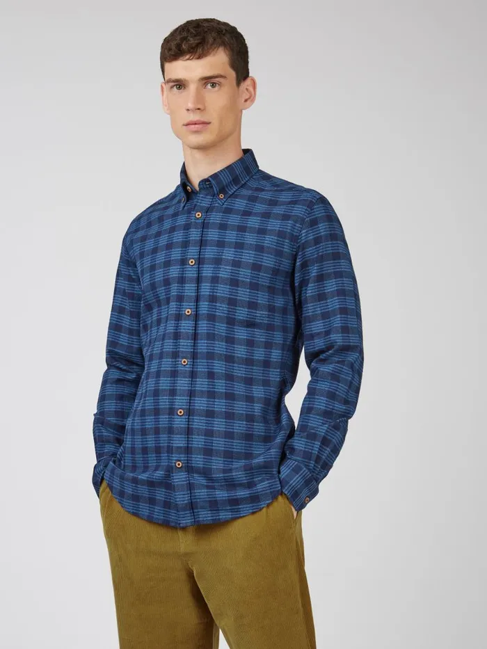 Ben Sherman Heritage Check Shirts Men Indigo Gingham Check LongSleeve Shirt Ben Sherman Heritage Check Shirts Men Indigo Gingham Check LongSleeve Shirt
