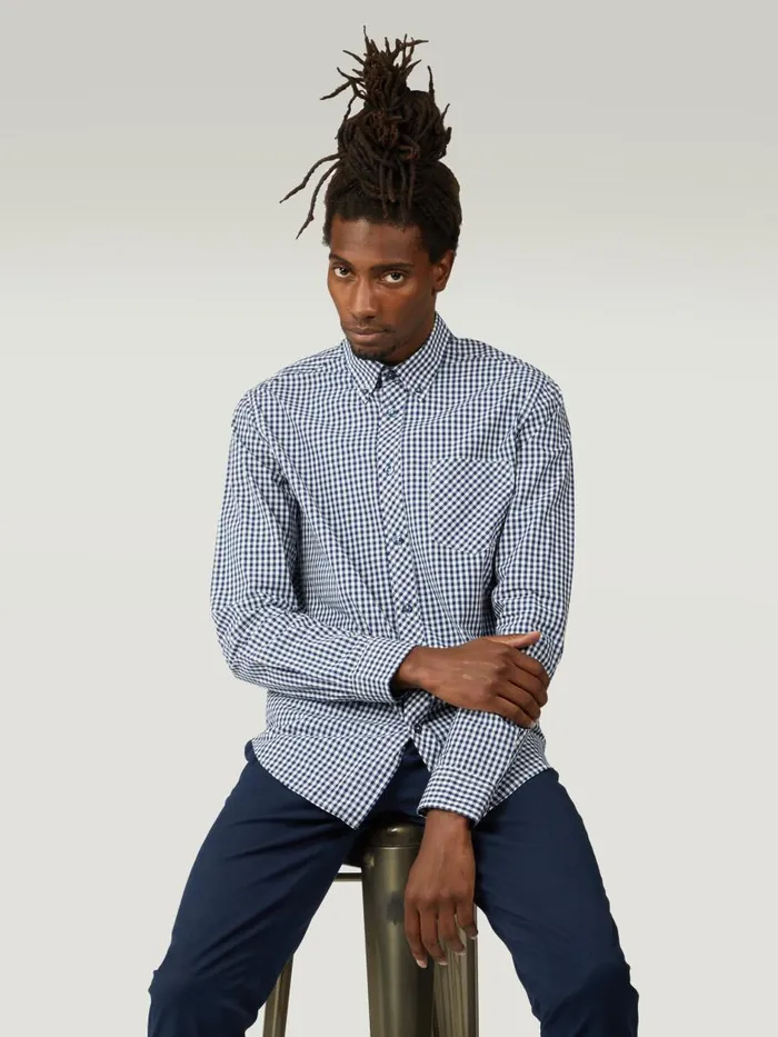 Ben Sherman Heritage Check Shirts Men Signature LongSleeve Gingham Shirt 8211 Dark Blue