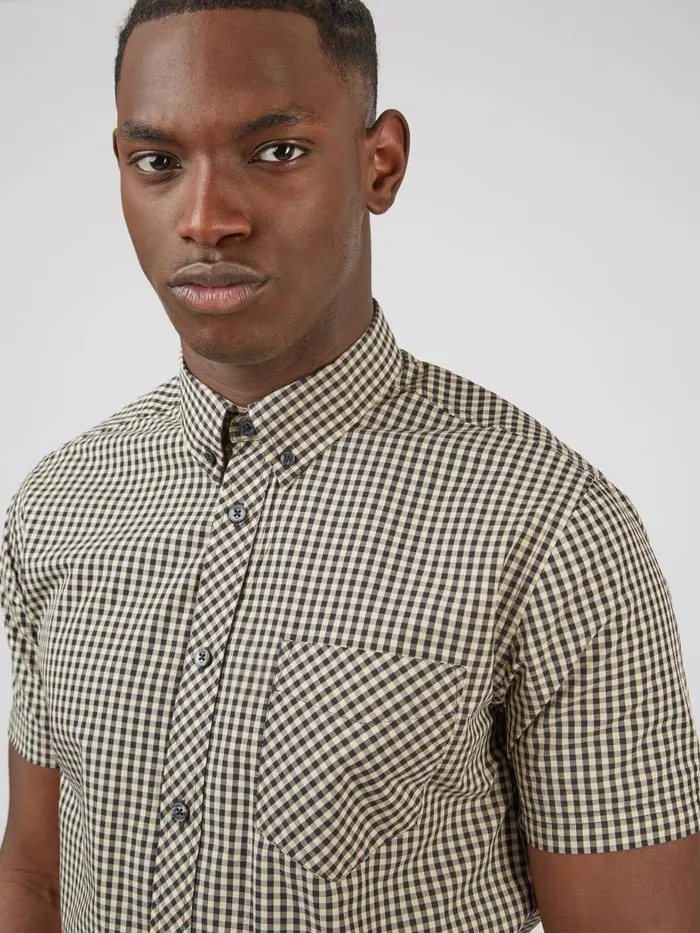 Ben Sherman Heritage Check Shirts Men Signature ShortSleeve Gingham Shirt 8211 Black