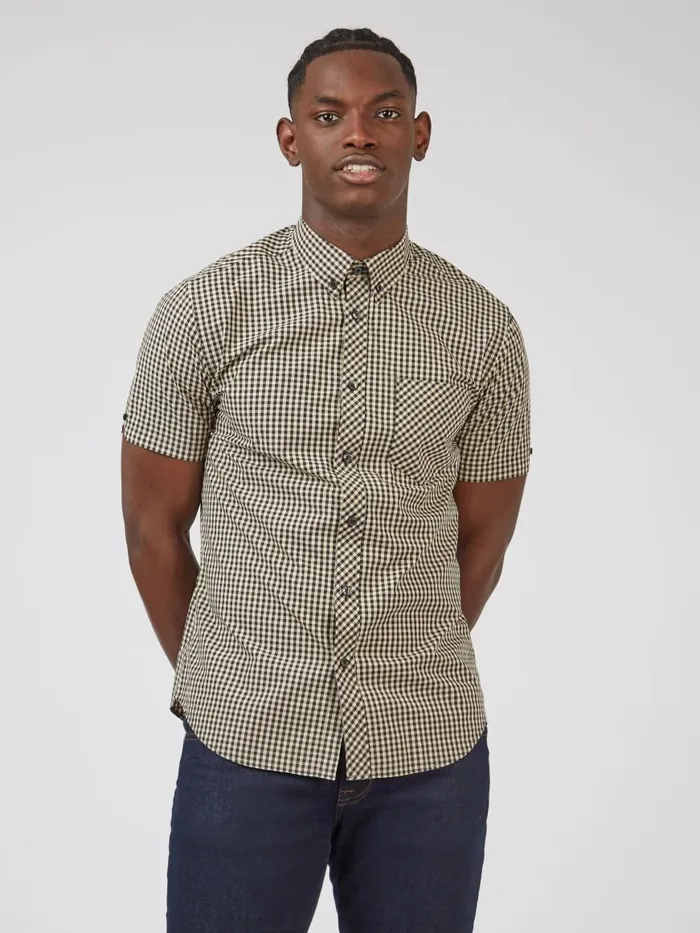 Ben Sherman Heritage Check Shirts Men Signature ShortSleeve Gingham Shirt 8211 Black