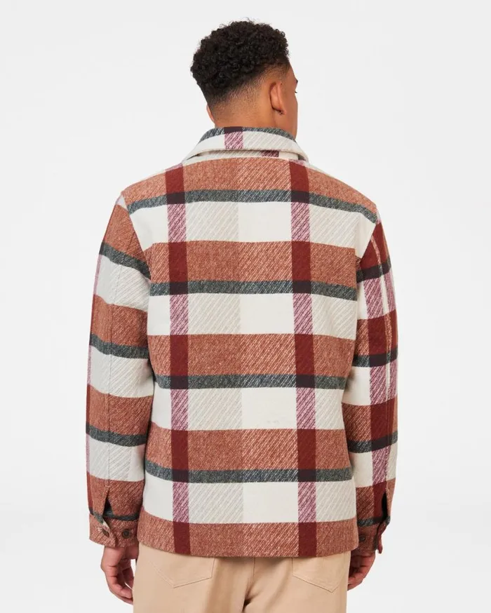 Ben Sherman Jackets and Outerwear Men Plaid Workers Jacket 8211 Burnt Orange
