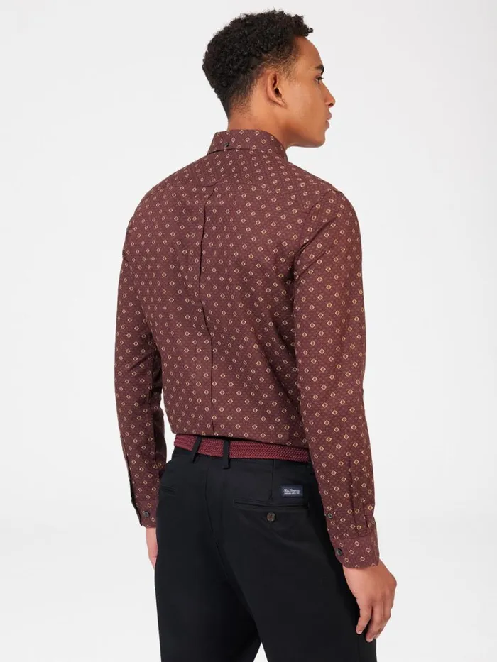 Ben Sherman Long Sleeve Shirts Men Signature Geo Print Shirt 8211 Aubergine Ben Sherman Long Sleeve Shirts Men Signature Geo Print Shirt 8211 Aubergine