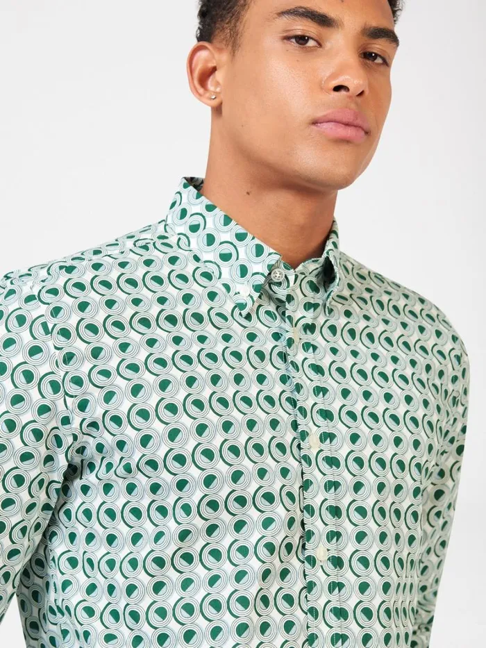 Ben Sherman Long Sleeve Shirts Men Signature Retro Print Shirt