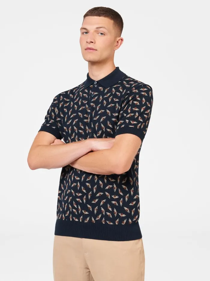 Ben Sherman Mod Knit Polos Men Art Deco Knit Polo 8211 Dark Navy Ben Sherman Mod Knit Polos Men Art Deco Knit Polo 8211 Dark Navy