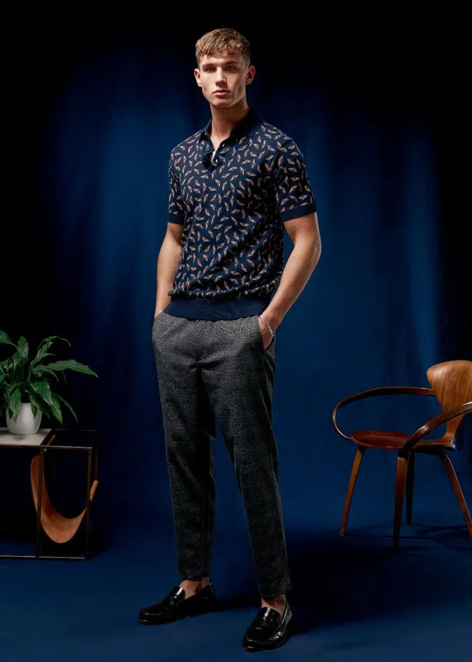Ben Sherman Mod Knit Polos Men Art Deco Knit Polo 8211 Dark Navy Ben Sherman Mod Knit Polos Men Art Deco Knit Polo 8211 Dark Navy