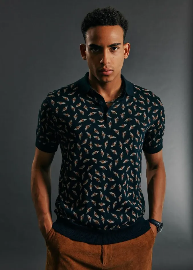 Ben Sherman Mod Knit Polos Men Art Deco Knit Polo 8211 Dark Navy Ben Sherman Mod Knit Polos Men Art Deco Knit Polo 8211 Dark Navy