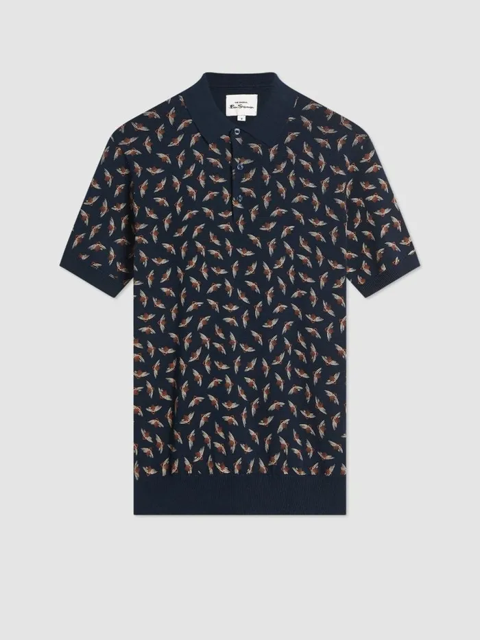 Ben Sherman Mod Knit Polos Men Art Deco Knit Polo 8211 Dark Navy Ben Sherman Mod Knit Polos Men Art Deco Knit Polo 8211 Dark Navy