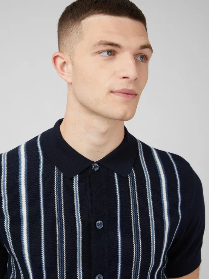 Ben Sherman Mod Knit Polos Men Relaxed Knit ButtonDown Polo 8211 Navy