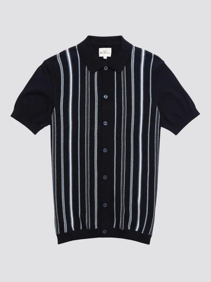 Ben Sherman Mod Knit Polos Men Relaxed Knit ButtonDown Polo 8211 Navy