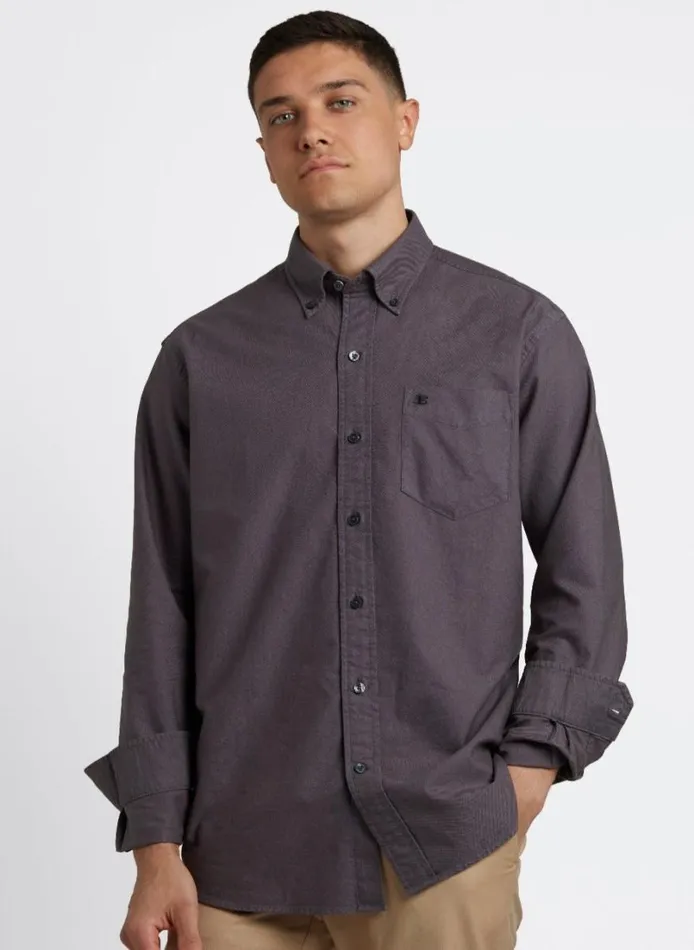 Ben Sherman Oxford Shirts Men Beatnik Oxford Garment Dye Shirt 8211 Charcoal