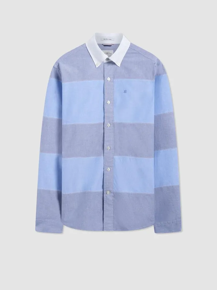 Ben Sherman Oxford Shirts Men Brighton Oxford Organic Garment Dye Rugby Shirt