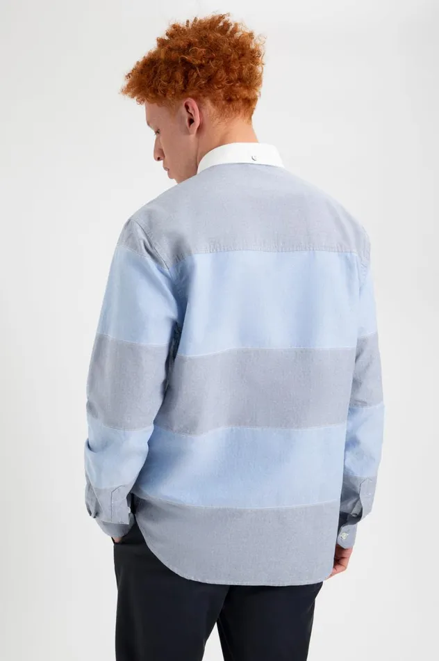 Ben Sherman Oxford Shirts Men Brighton Oxford Organic Garment Dye Rugby Shirt