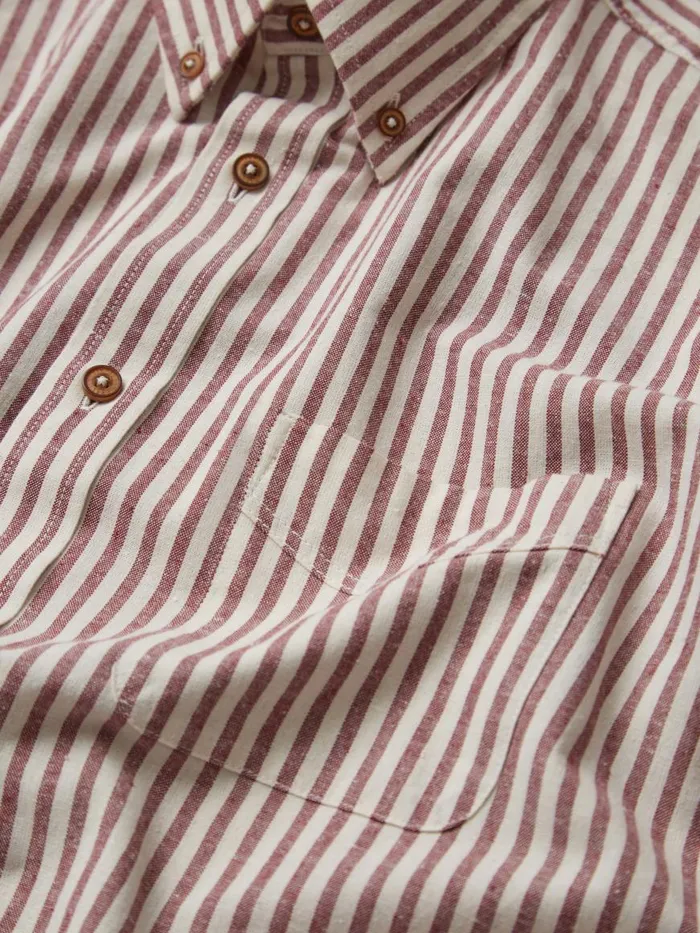 Ben Sherman Oxford Shirts Men Oxford Stripe LongSleeve Shirt 8211 Wine