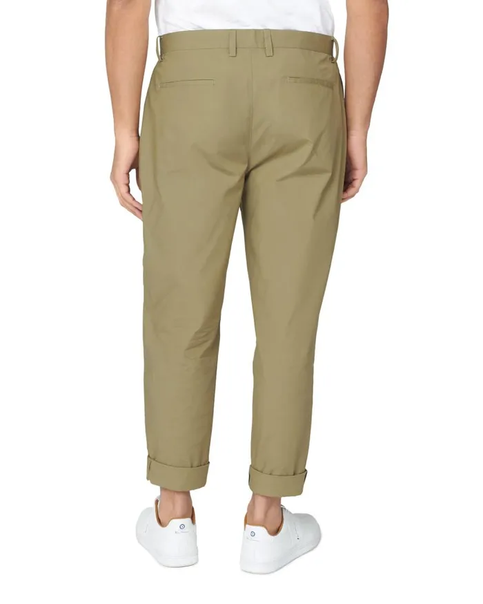 Ben Sherman Pants and Chinos Men Poplin RelaxedTaper Pleated Trouser 8211 Olive