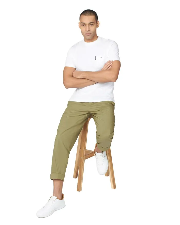 Ben Sherman Pants and Chinos Men Poplin RelaxedTaper Pleated Trouser 8211 Olive