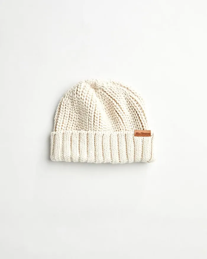 Ben Sherman Scarves and Cold Weather Men Knit Hat 8211 Cream