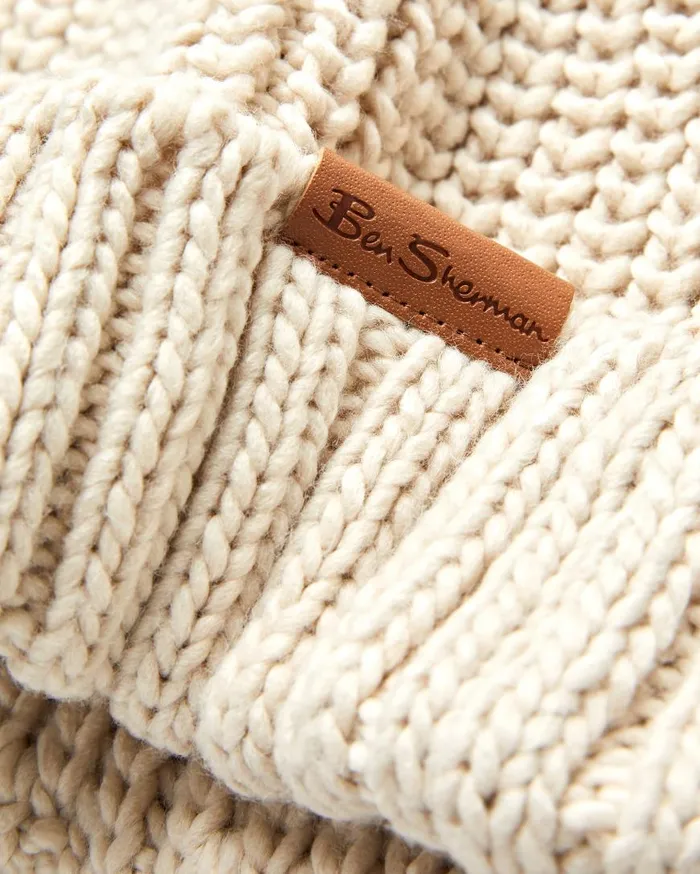 Ben Sherman Scarves and Cold Weather Men Knit Hat 8211 Cream