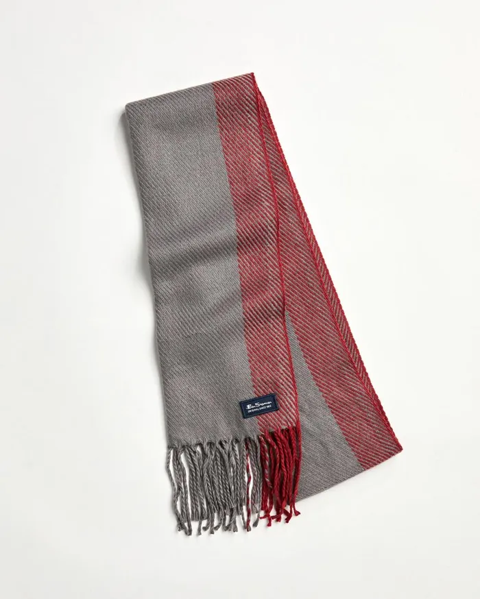 Ben Sherman Scarves and Cold Weather Men Striped Herringbone Scarf 8211 Odyssey GreySundried Tomato