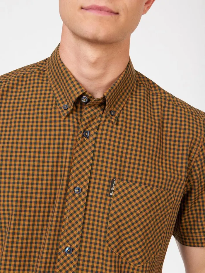 Ben Sherman Short Sleeve Shirts Men Signature Gingham ShortSleeve Shirt 8211 Mustard