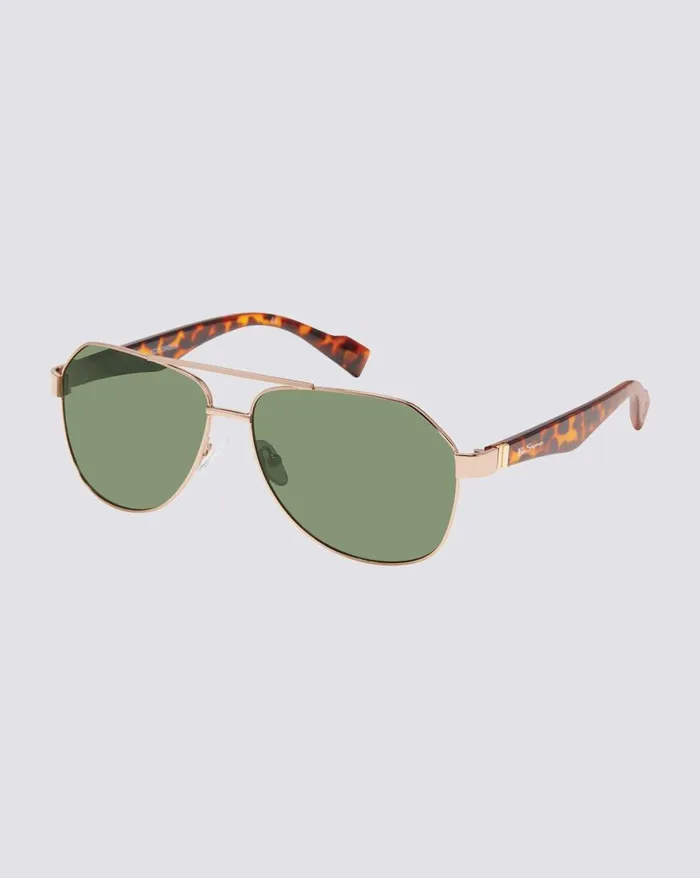 Ben Sherman Sunglasses Men Alfie Polarized Aviator EcoGreen Sunglasses 8211 Gold