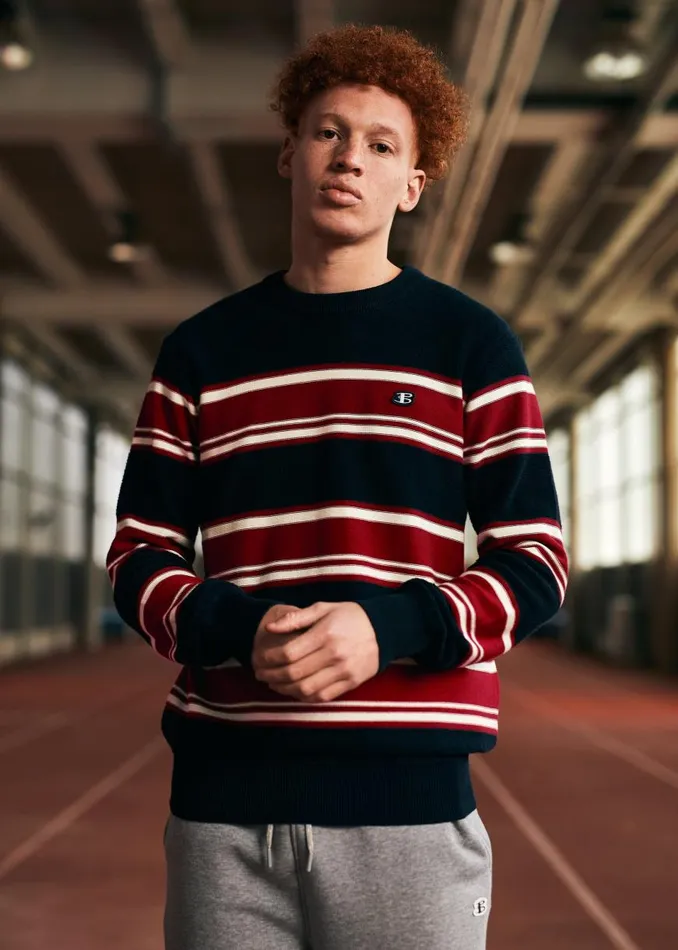 Ben Sherman Sweaters and Knits Men B By Striped Chunky Knit Sweater 8211 Navy