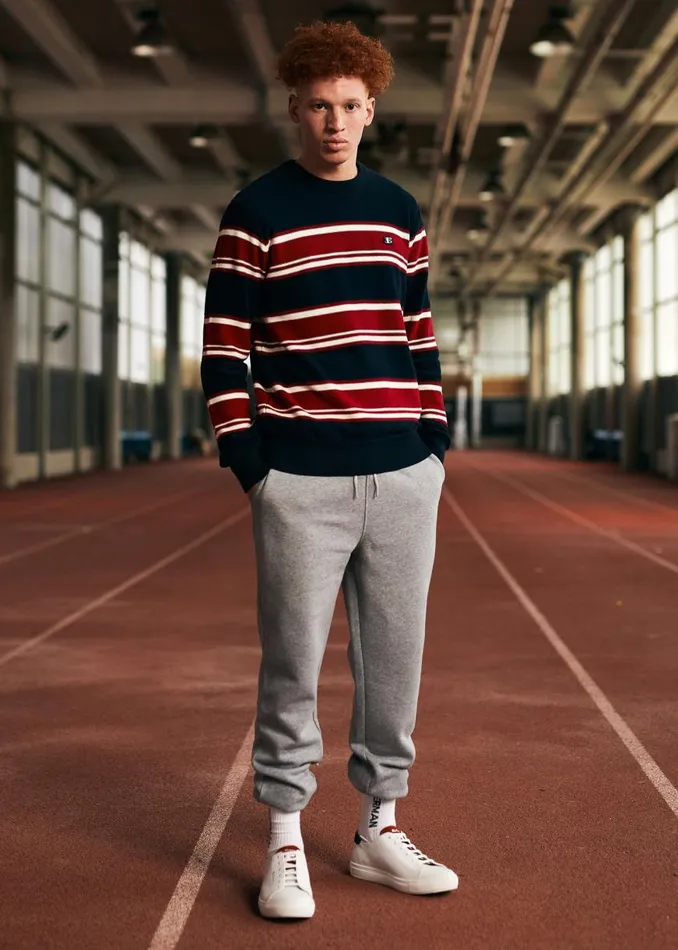 Ben Sherman Sweaters and Knits Men B By Striped Chunky Knit Sweater 8211 Navy