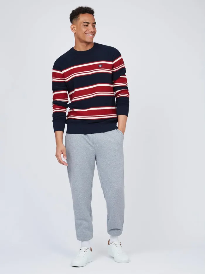 Ben Sherman Sweaters and Knits Men B By Striped Chunky Knit Sweater 8211 Navy