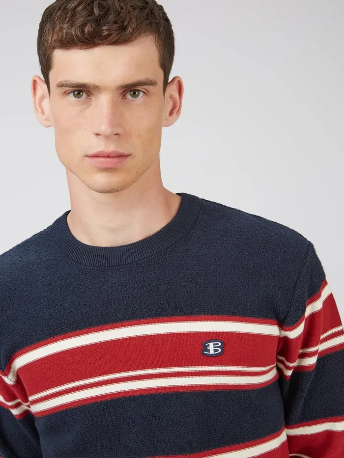 Ben Sherman Sweaters and Knits Men B By Striped Chunky Knit Sweater 8211 Navy