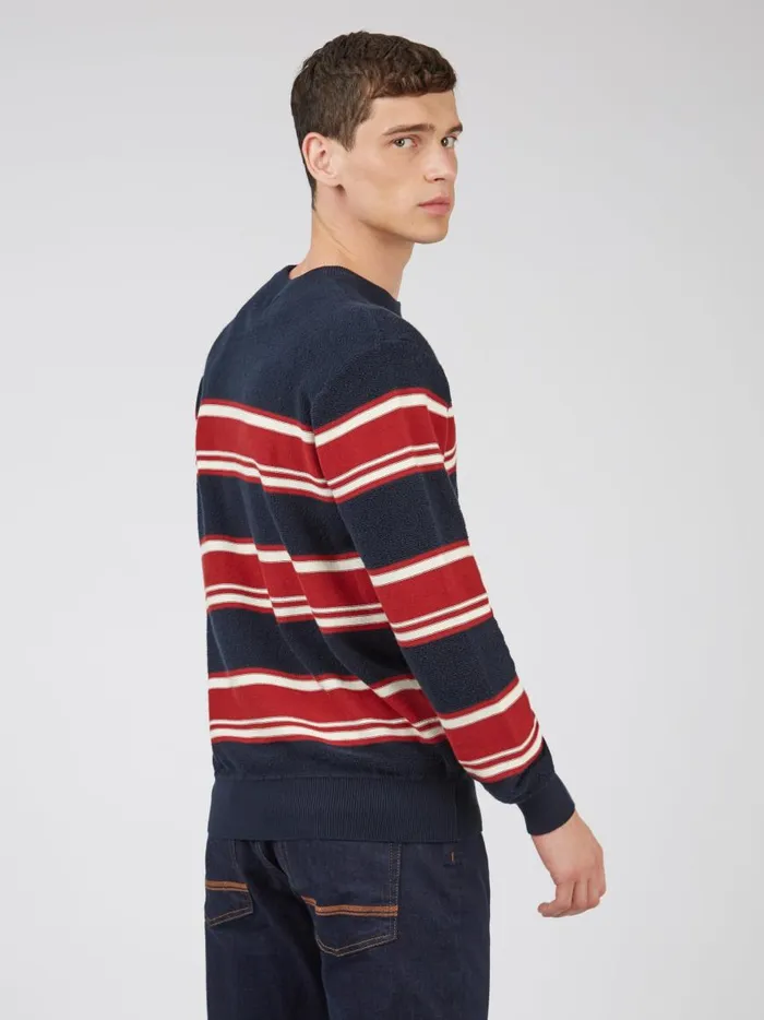 Ben Sherman Sweaters and Knits Men B By Striped Chunky Knit Sweater 8211 Navy