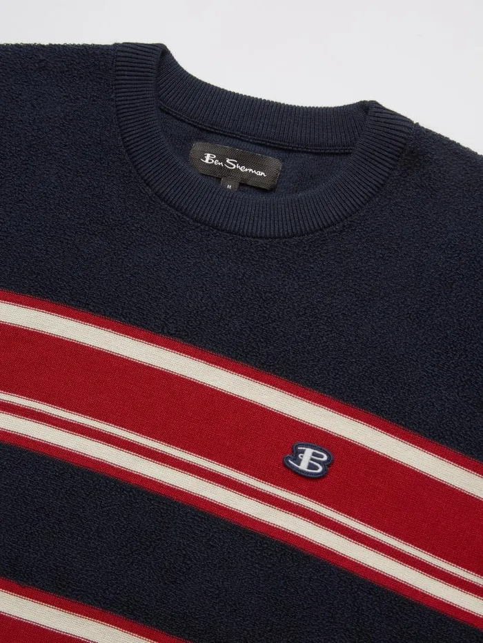 Ben Sherman Sweaters and Knits Men B By Striped Chunky Knit Sweater 8211 Navy