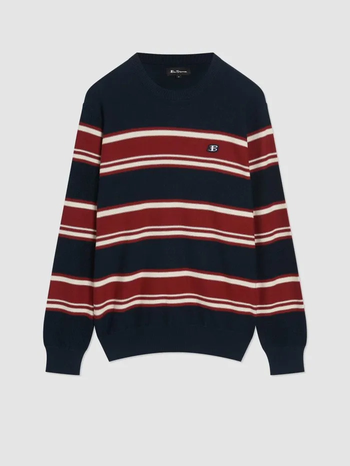 Ben Sherman Sweaters and Knits Men B By Striped Chunky Knit Sweater 8211 Navy