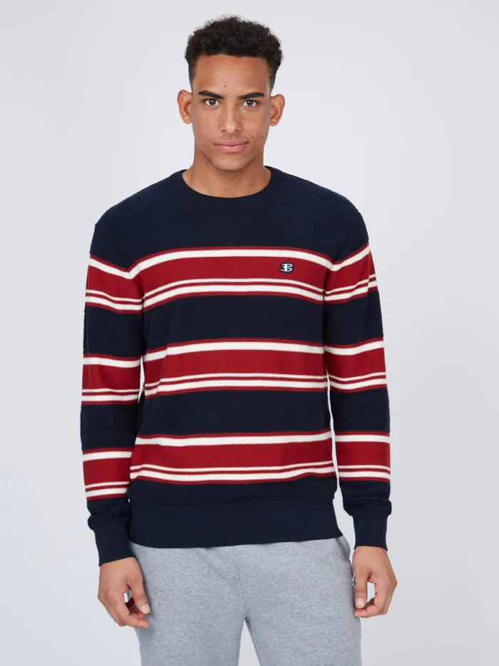 Ben Sherman Sweaters and Knits Men B By Striped Chunky Knit Sweater 8211 Navy