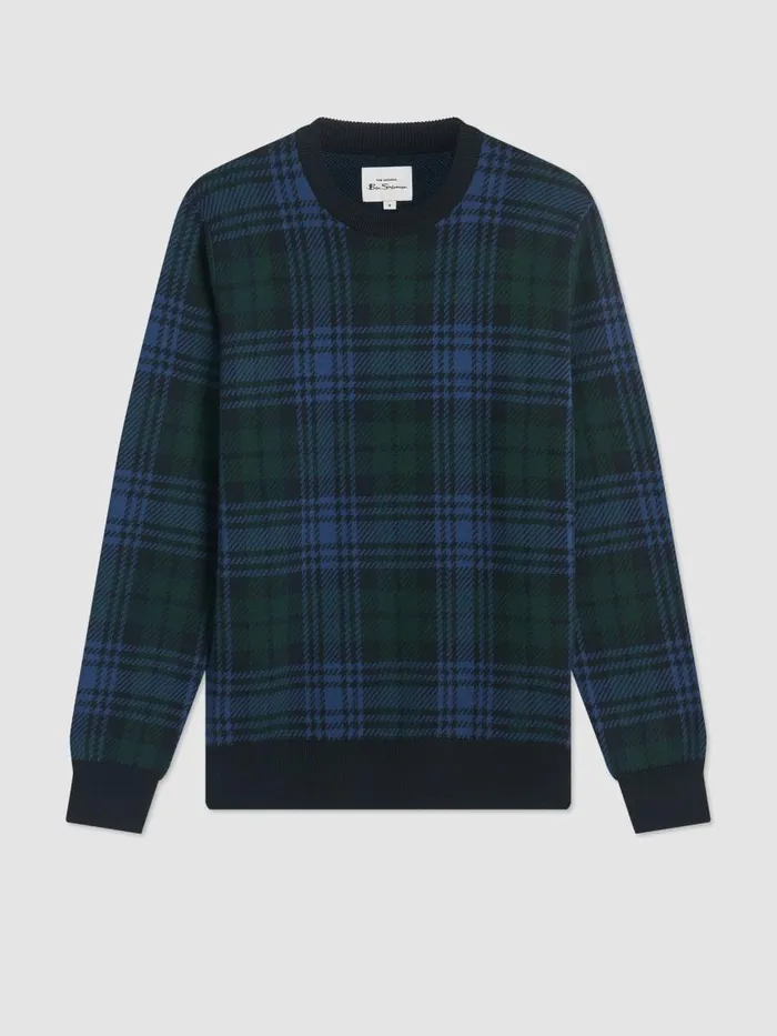 Ben Sherman Sweaters and Knits Men Blackwatch Check Crewneck Sweater Ben Sherman Sweaters and Knits Men Blackwatch Check Crewneck Sweater