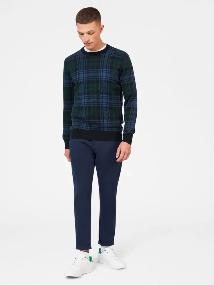 Ben Sherman Sweaters and Knits Men Blackwatch Check Crewneck Sweater Ben Sherman Sweaters and Knits Men Blackwatch Check Crewneck Sweater