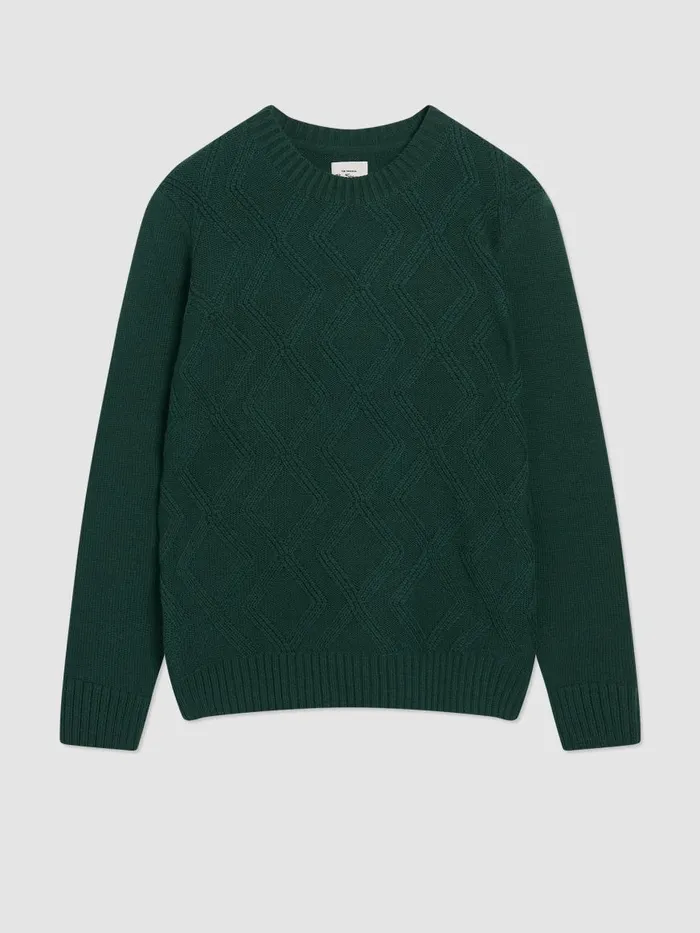 Ben Sherman Sweaters and Knits Men Chunky CableKnit Crewneck Sweater 8211 Ocean Green